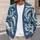 Indigo Cream Marbled Swirls for Relaxed Autumn Layering, Women’s Coastal Style Wardrobe All-over Print Knitted Cardigan - 5