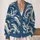 Indigo Cream Marbled Swirls for Relaxed Autumn Layering, Women’s Coastal Style Wardrobe All-over Print Knitted Cardigan - 2