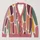 Abstract Multicolor Geometric Colorblock Layers for Relaxed Autumn Streetwear Women All-over Print Knitted Cardigan - 1