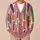 Abstract Multicolor Geometric Colorblock Layers for Relaxed Autumn Streetwear Women All-over Print Knitted Cardigan - 6