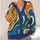 Abstract Wavy Color Blocks for Colorful Autumn Layering and Everyday Style for Women All-over Print Knitted Cardigan - 4