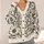 Black Cream Scrolled Floral Motifs for Relaxed Everyday Layering, Women’s Casual Style All-over Print Knitted Cardigan - 4