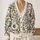 Black Cream Scrolled Floral Motifs for Relaxed Everyday Layering, Women’s Casual Style All-over Print Knitted Cardigan - 2