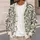 Black Cream Scrolled Floral Motifs for Relaxed Everyday Layering, Women’s Casual Style All-over Print Knitted Cardigan - 5