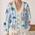 Colorful Folk Fish And Ocean Stripes For Relaxed Coastal Layering, Women's Style All-over Print Knitted Cardigan - 2