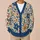 Blue and Ochre Botanical Flowers for Everyday Layering, Women’s Casual Wardrobe Style All-over Print Knitted Cardigan - 6
