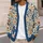 Blue and Ochre Botanical Flowers for Everyday Layering, Women’s Casual Wardrobe Style All-over Print Knitted Cardigan - 5