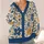 Blue and Ochre Botanical Flowers for Everyday Layering, Women’s Casual Wardrobe Style All-over Print Knitted Cardigan - 4