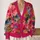 Raspberry Pink Floral Collage for Colorful Everyday Layering and Artistic Style All-over Print Knitted Cardigan - 2