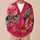 Raspberry Pink Floral Collage for Colorful Everyday Layering and Artistic Style All-over Print Knitted Cardigan - 6