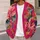 Raspberry Pink Floral Collage for Colorful Everyday Layering and Artistic Style All-over Print Knitted Cardigan - 5