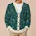 Teal Peacock Feathers and Botanical Filigree for Bohemian Everyday Layering Style All-over Print Knitted Cardigan - 8