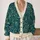 Teal Peacock Feathers and Botanical Filigree for Bohemian Everyday Layering Style All-over Print Knitted Cardigan - 4