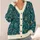 Teal Peacock Feathers and Botanical Filigree for Bohemian Everyday Layering Style All-over Print Knitted Cardigan - 6