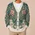 Teal Paisley Lotus Blossoms for Cozy Bohemian Fall Layering and Everyday Style All-over Print Knitted Cardigan - 6