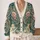 Teal Paisley Lotus Blossoms for Cozy Bohemian Fall Layering and Everyday Style All-over Print Knitted Cardigan - 2