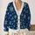 Ivory Snowflakes on Midnight Blue for Cozy Winter Days and Alpine Getaways and Travel All-over Print Knitted Cardigan - 2