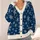 Ivory Snowflakes on Midnight Blue for Cozy Winter Days and Alpine Getaways and Travel All-over Print Knitted Cardigan - 4