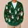 Santa Hat Ghosts, Black Bats And Poinsettias For Festive Winter Holiday Outings All-over Print Knitted Cardigan - 6