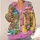 Watercolor Bookstore Snow Scene for Cozy Autumn Winter Everyday Style All-over Print Knitted Cardigan - 4