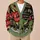 Funny Green T Rex in Cozy Holiday Scene for Teen Dinosaur Fans and Winter Parties All-over Print Knitted Cardigan - 6