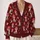 Red Toadstool Mushrooms And Cream Butterflies For Cozy Woodland Autumn Outings All-over Print Knitted Cardigan - 2