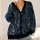 Blue Demon Faces and Twisting Vines for Halloween Night and Dark Gothic Style All-over Print Knitted Cardigan - 4