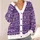 Purple Reindeer and Snowflake Nordic Winter Holiday Style for Teen Girls Daily Wear All-over Print Knitted Cardigan - 4