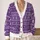 Purple Reindeer and Snowflake Nordic Winter Holiday Style for Teen Girls Daily Wear All-over Print Knitted Cardigan - 2