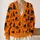 Spooky Halloween Cats, Pumpkins and Tombstones for October Night Celebrations for Teens All-over Print Knitted Cardigan - 2