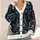 Moonlit Black Cats and Ivory Roses for Dark Academia Everyday Layering All-over Print Knitted Cardigan - 4