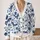 Watercolor Blue Bat And Floral Motifs For Casual Everyday Fall Layering Teen Style All-over Print Knitted Cardigan - 2