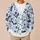 Watercolor Blue Bat And Floral Motifs For Casual Everyday Fall Layering Teen Style All-over Print Knitted Cardigan - 6