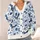 Watercolor Blue Bat And Floral Motifs For Casual Everyday Fall Layering Teen Style All-over Print Knitted Cardigan - 4
