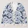 Watercolor Blue Bat And Floral Motifs For Casual Everyday Fall Layering Teen Style All-over Print Knitted Cardigan - 1