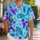 Aqua Turquoise and Purple Monster Spots for Halloween Parties and Theme Park Days Hawaiian Shirt - 1