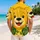 Cheerful Golden Bear Face with Tropical Blooms for Sunny Island Getaways and Vacations Hawaiian Shirt - 2