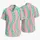 Pink Mint Wavy Stripes and Yellow Dots for Beach Vacations and Summer Parties Hawaiian Shirt - 5