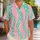Pink Mint Wavy Stripes and Yellow Dots for Beach Vacations and Summer Parties Hawaiian Shirt - 1
