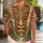 Polynesian Carved Mask And Monstera Leaves For Halloween Island Celebrations Hawaiian Shirt - 1