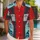 Retro Red And Charcoal 80s Adventure Outfit For Halloween Cosplay Fans Hawaiian Shirt - 1