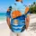 Orange Black And Blue Tropical Color Blocks For Halloween Costume Parties Hawaiian Shirt - 2