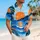 Orange Black And Blue Tropical Color Blocks For Halloween Costume Parties Hawaiian Shirt - 6