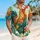Orange And Teal Tropical Rooster For Halloween Costume Parties And Island Getaways Hawaiian Shirt - 6