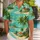 Palm Island Lagoon Scene for Beach Getaways and Resort Weekends, Men's Vacation Style Hawaiian Shirt - 1