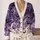 Purple Bat Moon Night Sky for Halloween Parties and Cozy Autumn Outings and Gifts for Women All-over Print Knitted Cardigan - 2