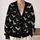 Silver Bats and Stars for Spooky Autumn Evenings, Everyday Gothic Style for Women All-over Print Knitted Cardigan - 2