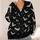 Silver Bats and Stars for Spooky Autumn Evenings, Everyday Gothic Style for Women All-over Print Knitted Cardigan - 4