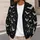 Silver Bats and Stars for Spooky Autumn Evenings, Everyday Gothic Style for Women All-over Print Knitted Cardigan - 5