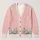 Blue Rose Lace and Blush Color Blocking for Romantic Everyday Layering and Vintage Style All-over Print Knitted Cardigan - 1